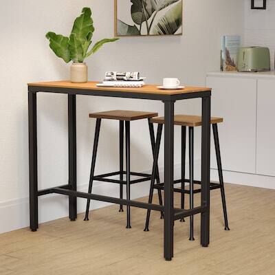 Alt View 5. Crestlive Products - Crestlive Products Rectangle Outdoor Bar Table with Waterproof Top and Sturdy Metal Frame - Brown.
