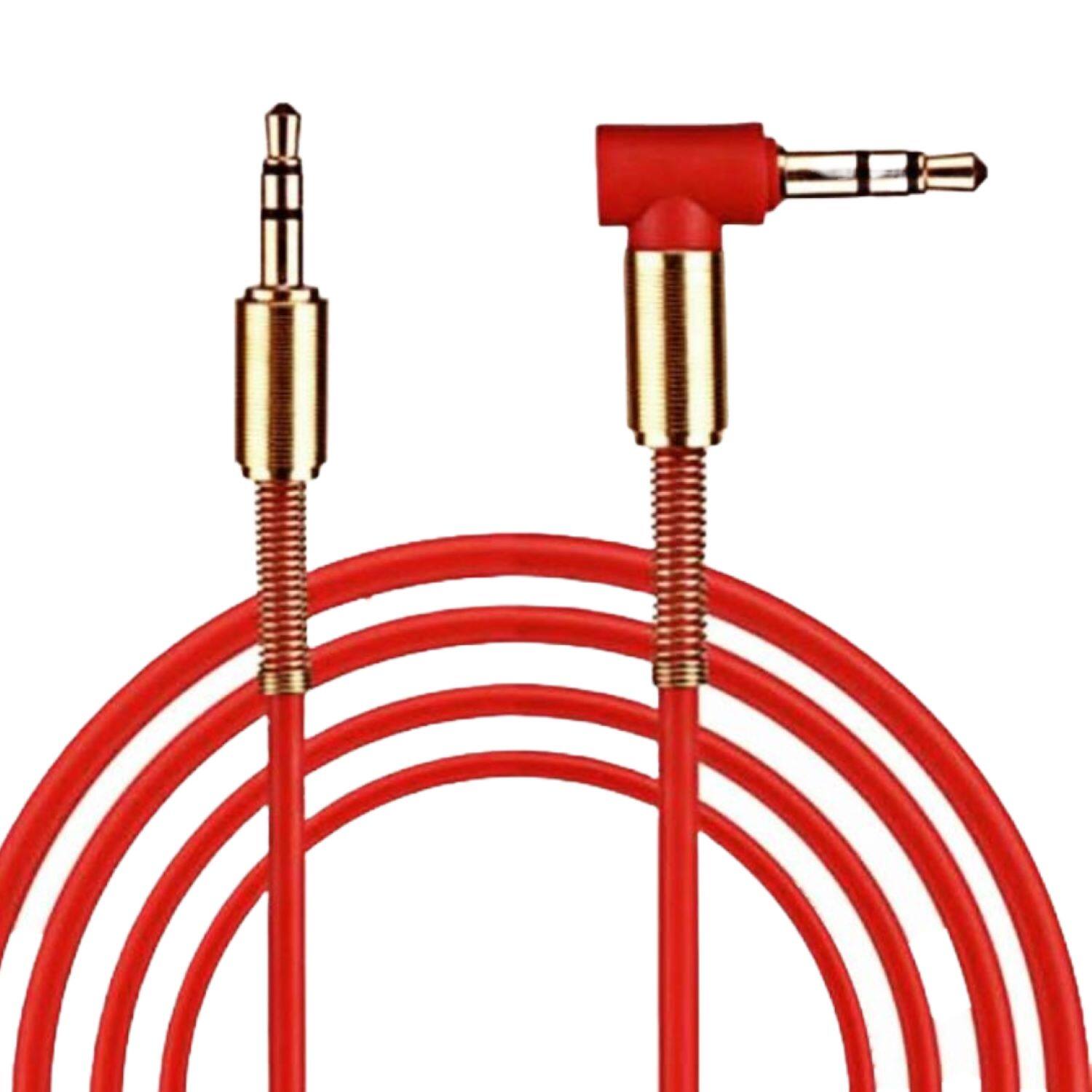 Front. Sanoxy - 3.5mm Male to M Aux Cable Cord L-Shaped Right Angle Car Audio Headphone Jack - Red.