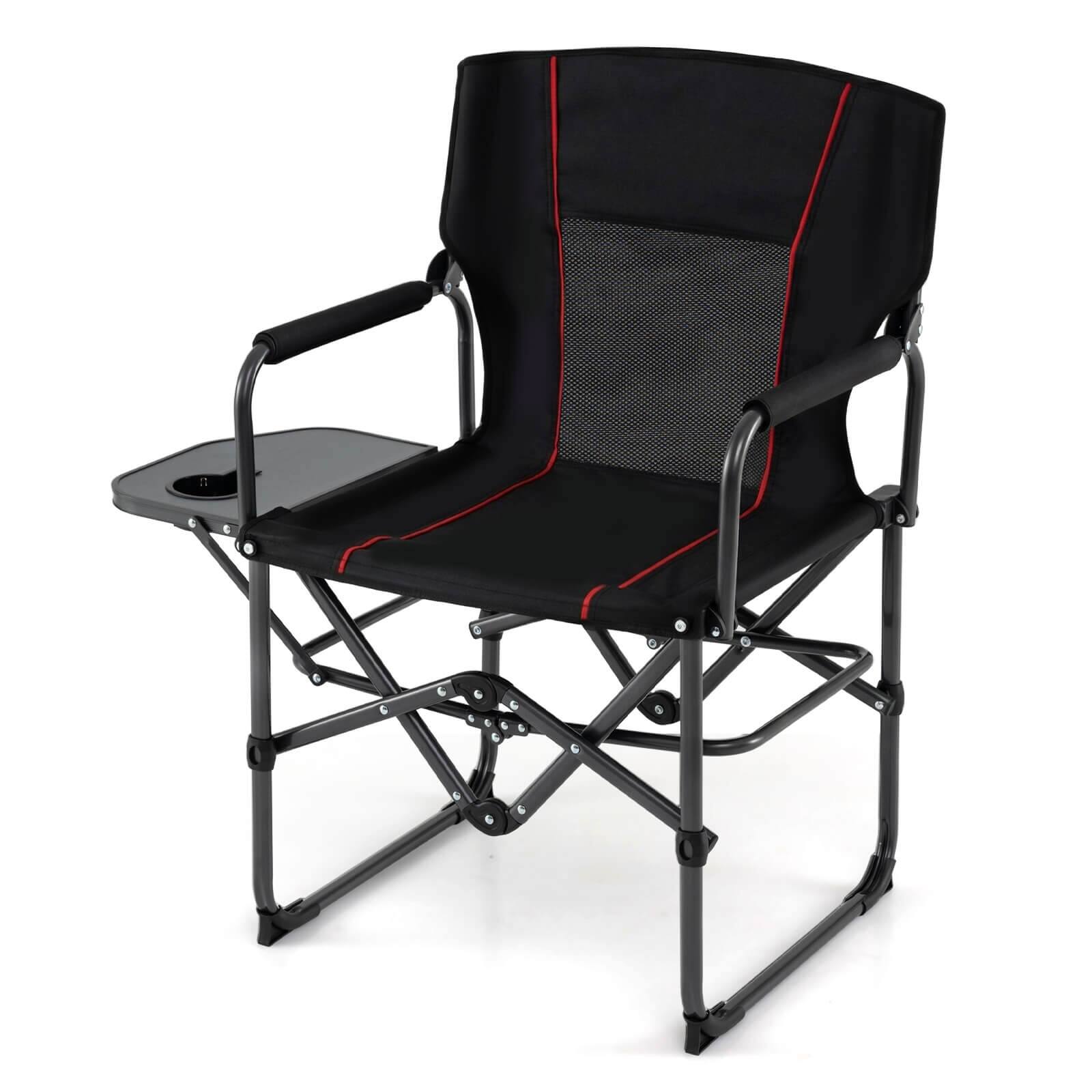 Alt View 9. Costway - Costway Folding Camping Chair with Side Table & Cup Holder, Carrying Bag for Picnic, Beach - Black.