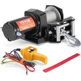 VEVOR - Electric Winch, 2000 lb Line Pull Capacity, 12V DC ATV/UTV Winch with Φ5/32 in x 39 ft 7 Strands Steel Cable Roller - Black