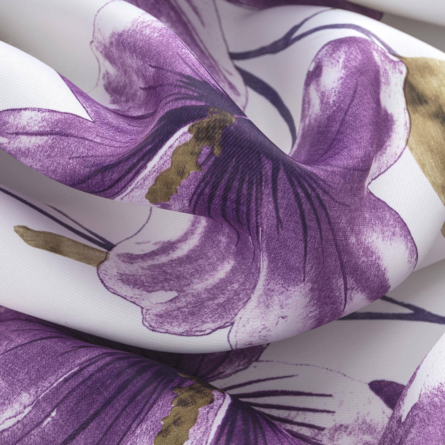 Left. RT Designers Collection - RT Designer Collection April Printed Blackout Luxurious Decorative Grommet Curtain Panel 54" x 84" Lilac - Lilac.
