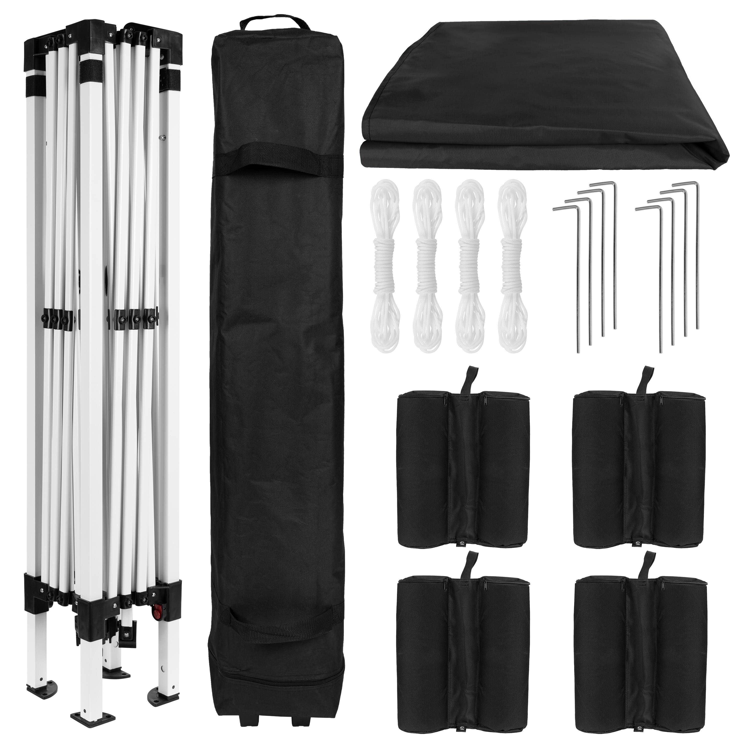 Alt View 8. Emma + Oliver - Ukko 10'x10'  Weather Resistant, UV Coated Pop Up Canopy Tent with Sandbags and Wheeled Case - Black.