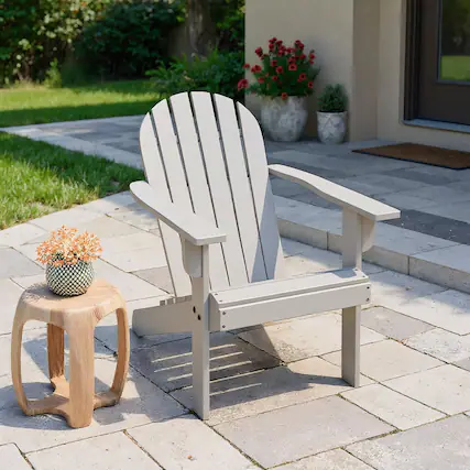 Front. Kadyn - Folding Chairs, Patio Outside Chairs, Lawn Chairs,Acacia Wood Lounge Patio Adirondack Chair with Inclined Seat-Gray - Gray.