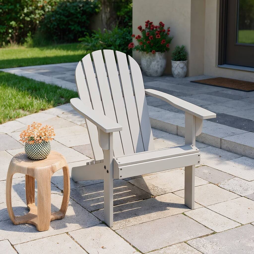 Front. Kadyn - Folding Chairs, Patio Outside Chairs, Lawn Chairs,Acacia Wood Lounge Patio Adirondack Chair with Inclined Seat-Gray - Gray.