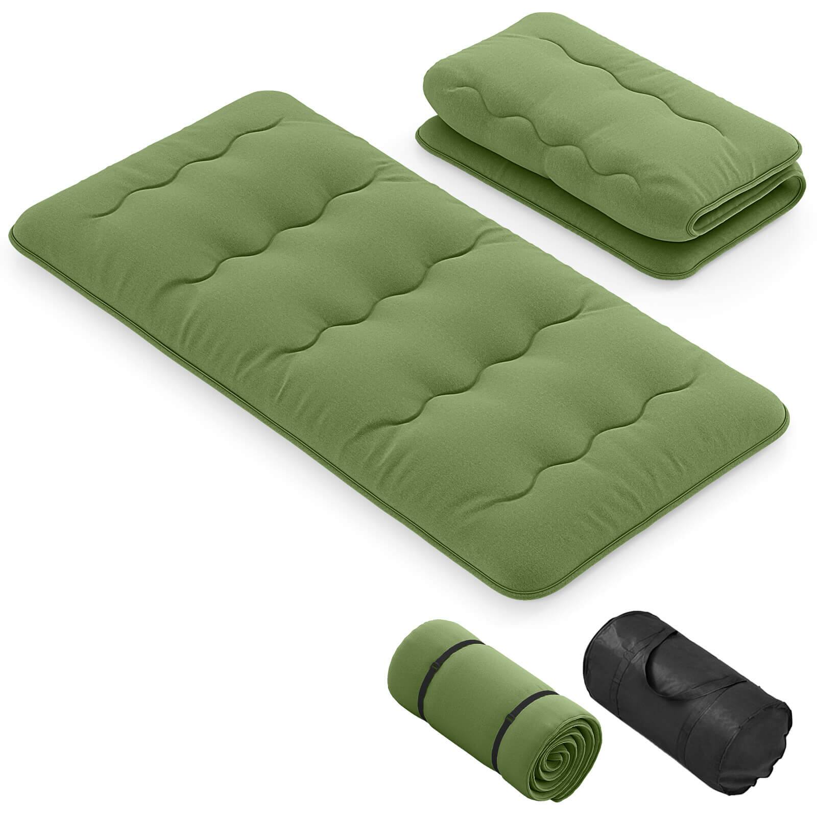 Front. Costway - Costway Twin Futon Mattress Japanese Floor Sleeping Pad Washable Cover Carry Bag Green - Green.
