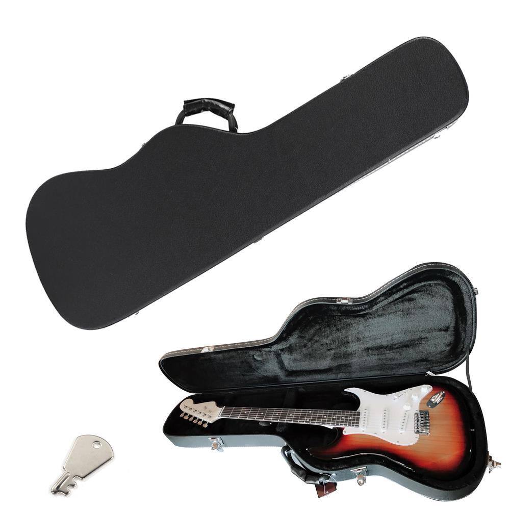 Front. Winado - Artificial Leather Hard Shell Case Wooden for ST TL MF Electric Guitar Black.
