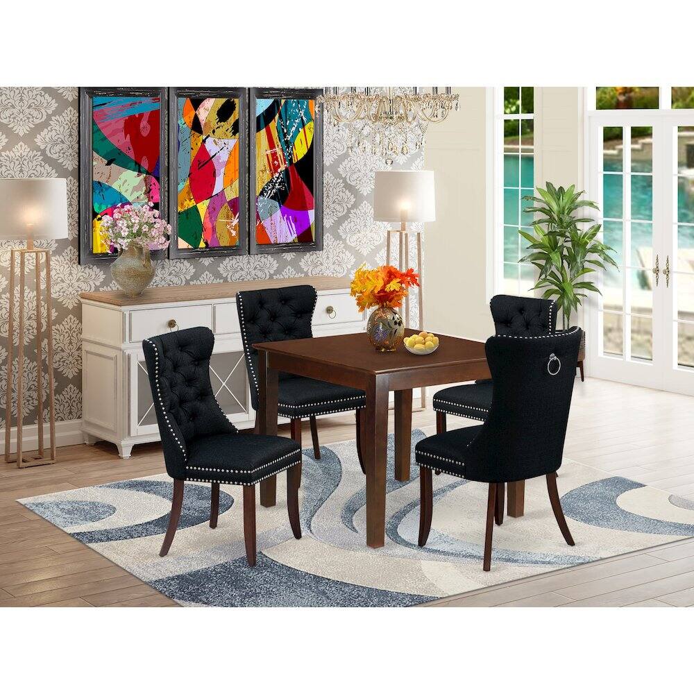 Alt View 7. East West Furniture - 5 Piece Dinette Set Consists of a Square Dining Room Table - Mahogany.