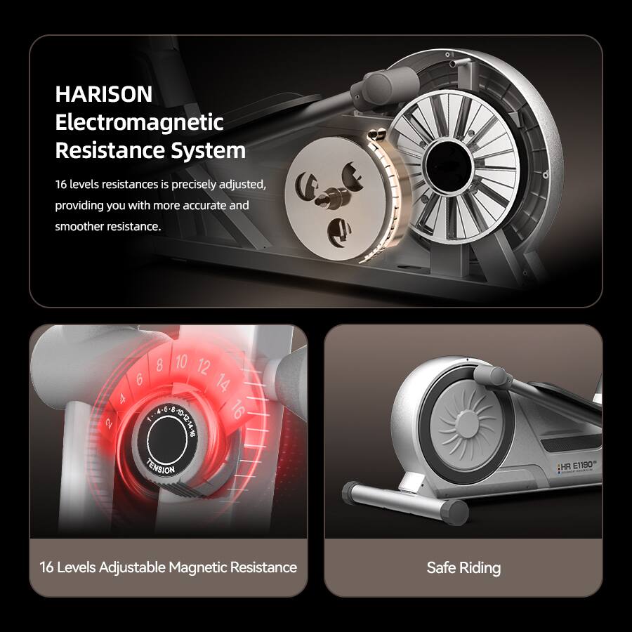 HARISON Electromagnetic Resistance System

16 levels resistances is precisely adjusted, providing you with more accurate and smoother resistance.

16 Levels Adjustable Magnetic Resistance

Safe Riding