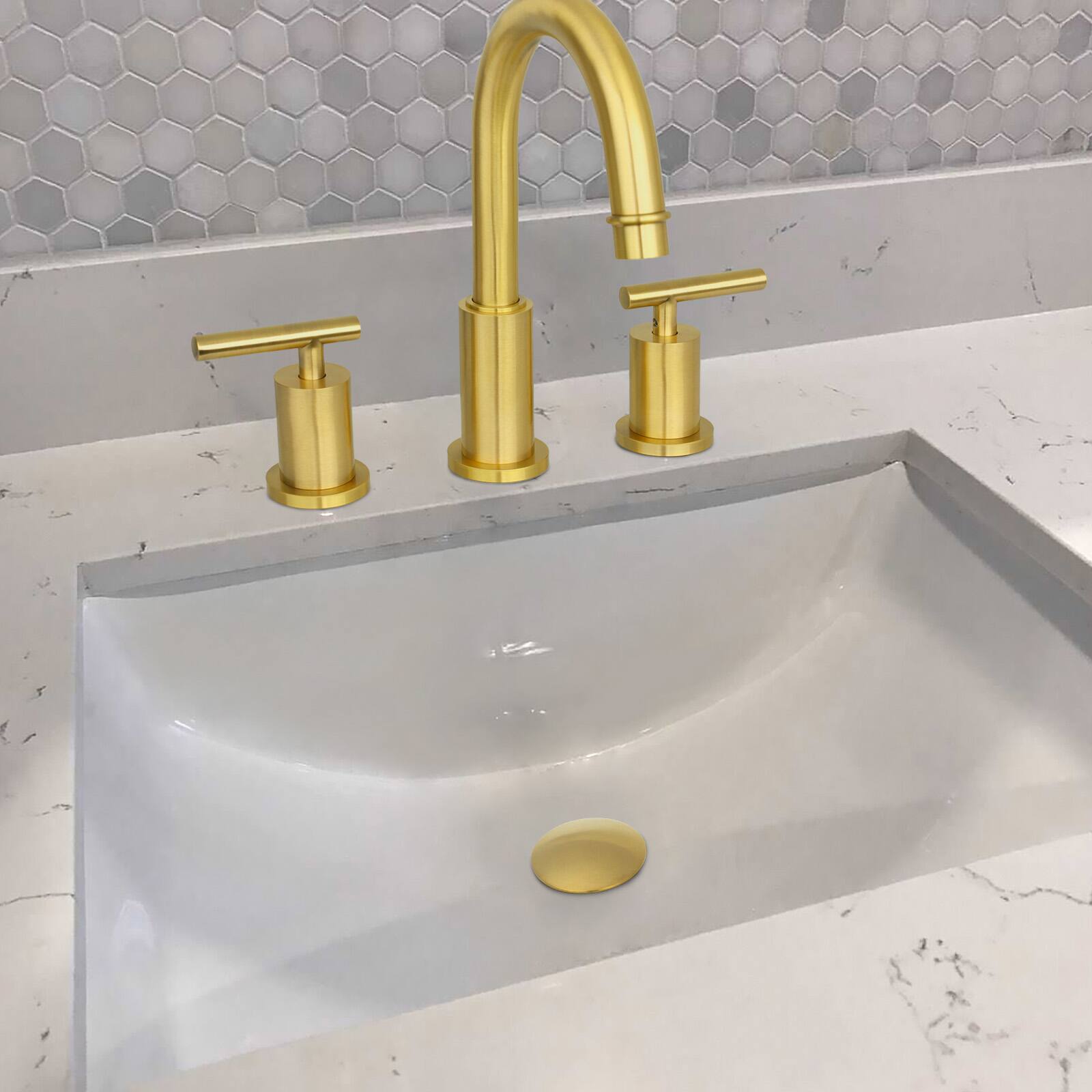 Akicon Push Button Bathroom Sink Drain Stopper Without Overflow Brushed ...