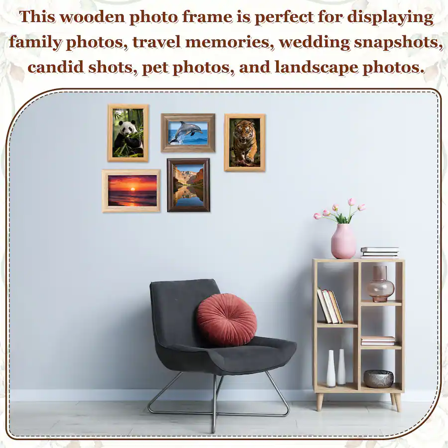 Unique Bargains 4pcs Wood Picture Frames, 4x5 Inch Wooden Photo Frame ...