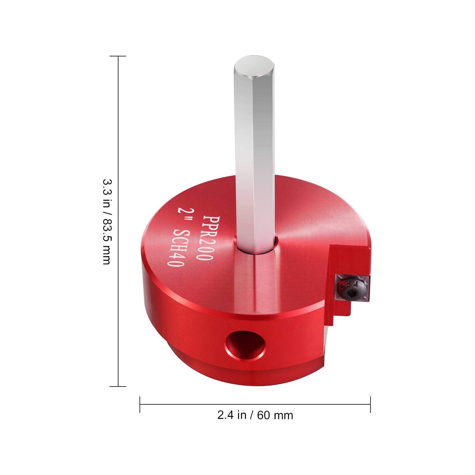 3.3 in / 83.5 mm  
2" SCH40 PPR200  
2.4 in / 60 mm