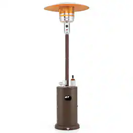 Costway - 48000 BTU Patio Heater with Wheels Round Table Design & Stainless Steel Burner - Brown
