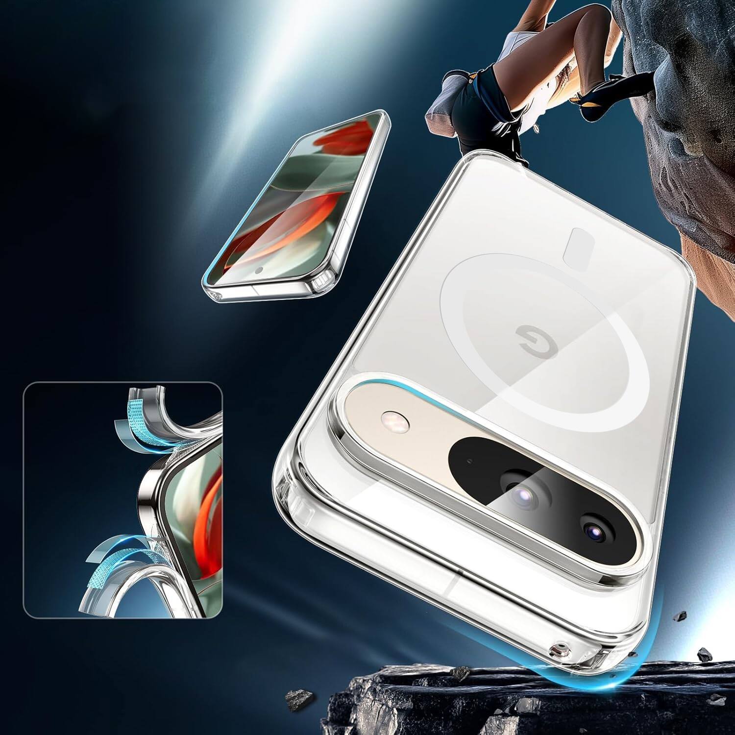 Alt View 17. SaharaCase - Venture Series Wallet Case for Google Pixel 9/9 Pro - Clear/Desert Brown.