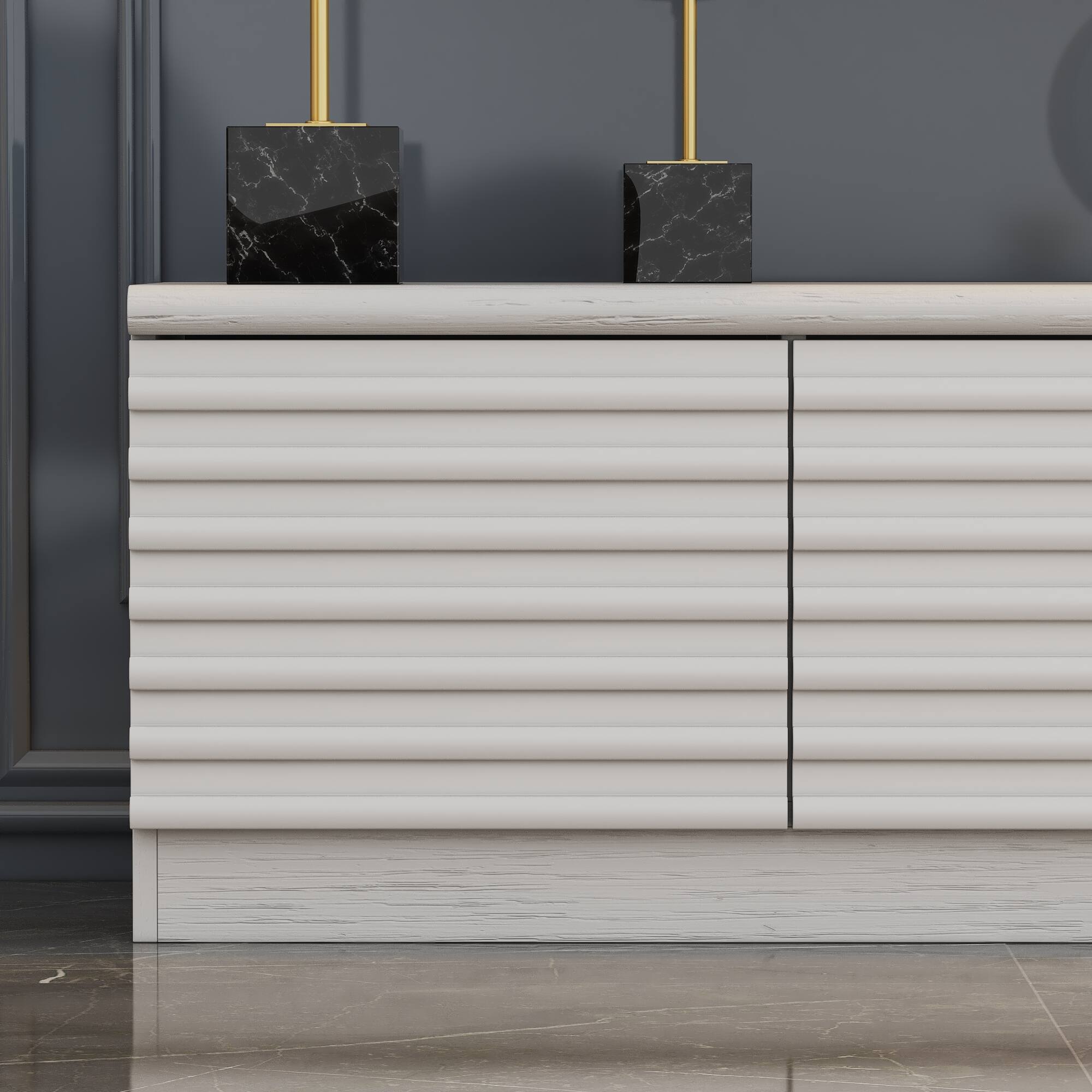 Alt View 1. Famapy - Famapy Modern TV Stand: Up to 75 - Inch Fit Textured Surface TV Console - White.