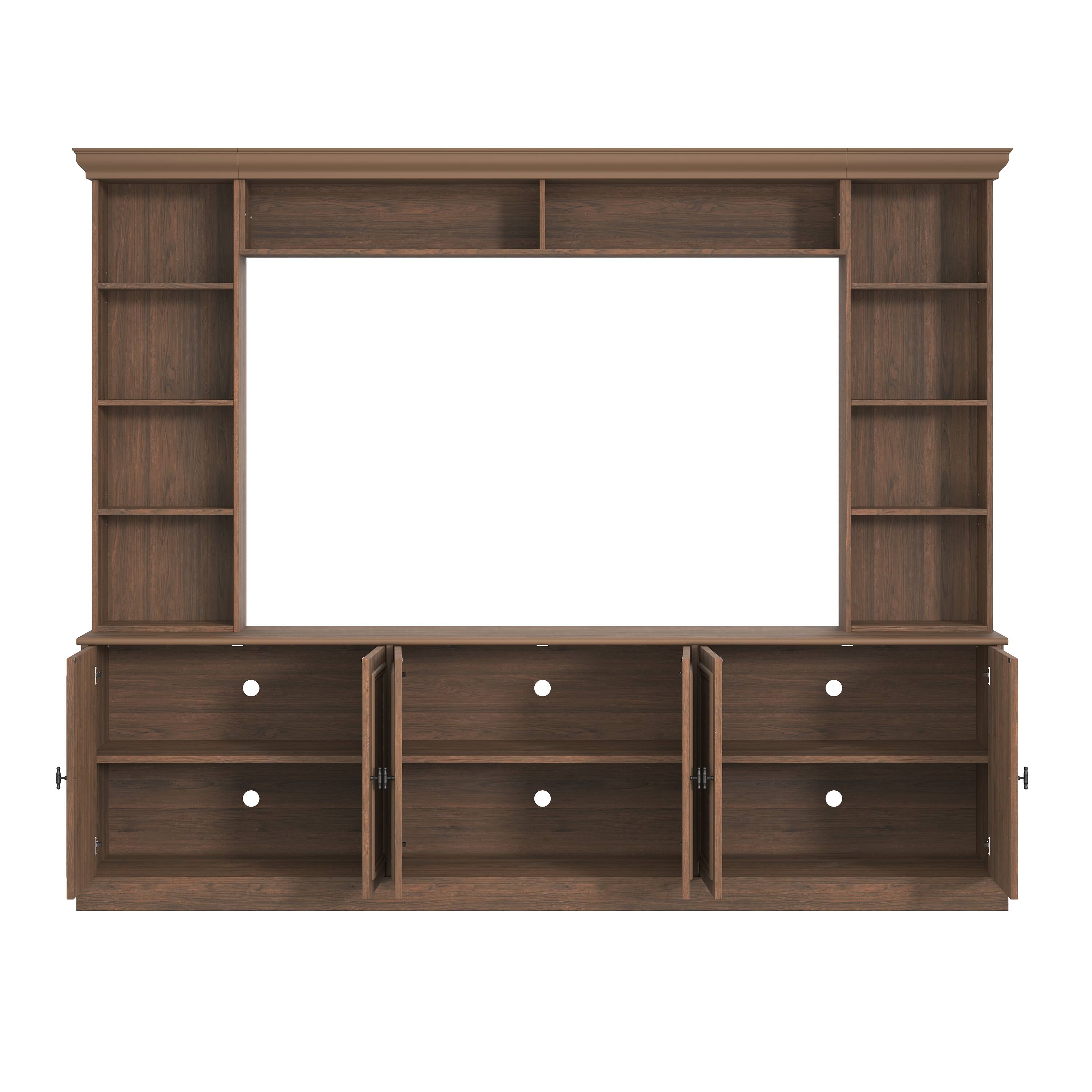 Back. Whisen - 4-Piece Wall Unit Entertainment Center for TVs up to 70-Inch,TV Stand with Bookshelf Storage and Adjustable Shelf - Walnut.
