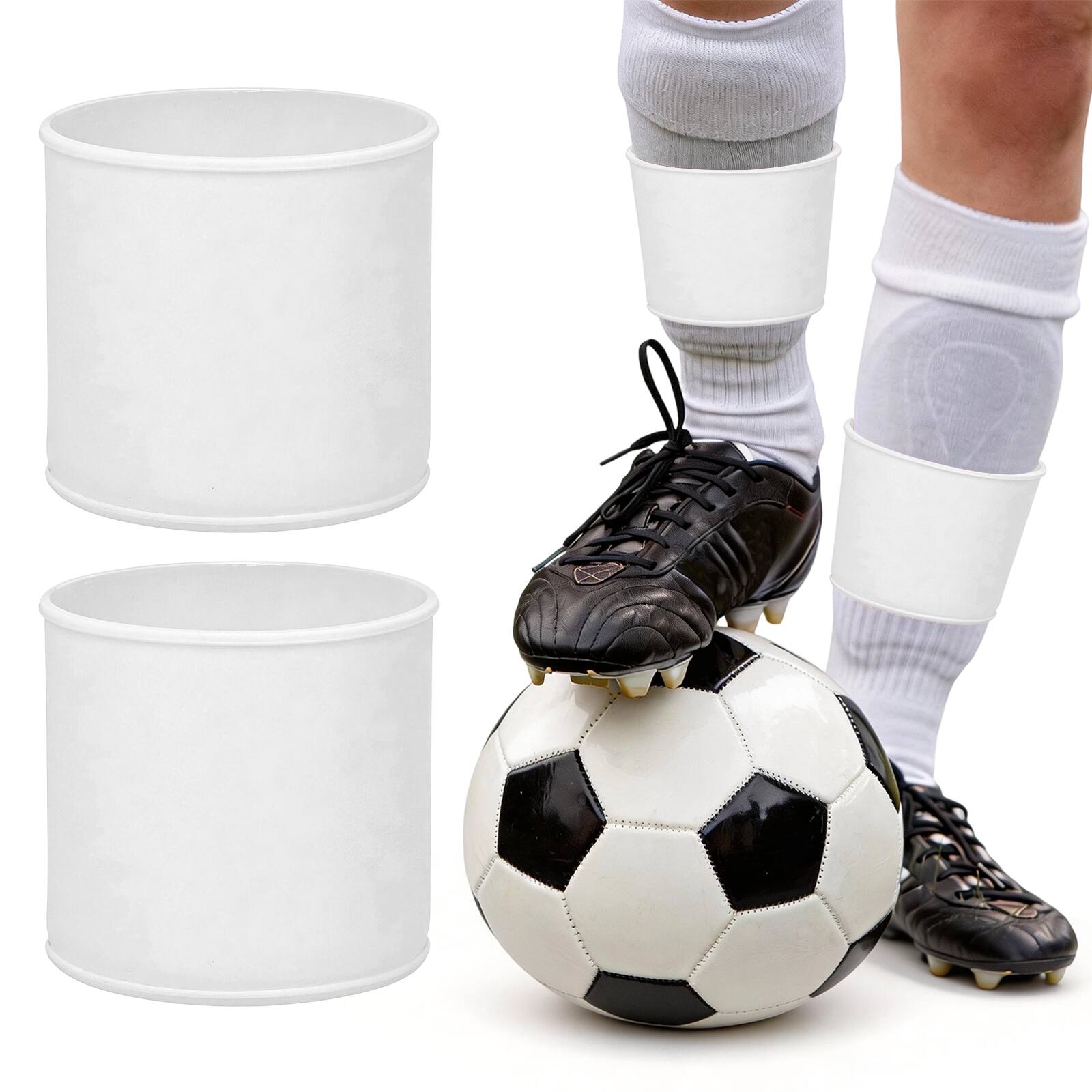 Unique Bargains - Silicone Soccer Leg Bands, Non-Slip Shin Guard Straps to Hold Guards Sleeves Sports Leg Band 1 Pair Size L - White price history on PriceWatchPro