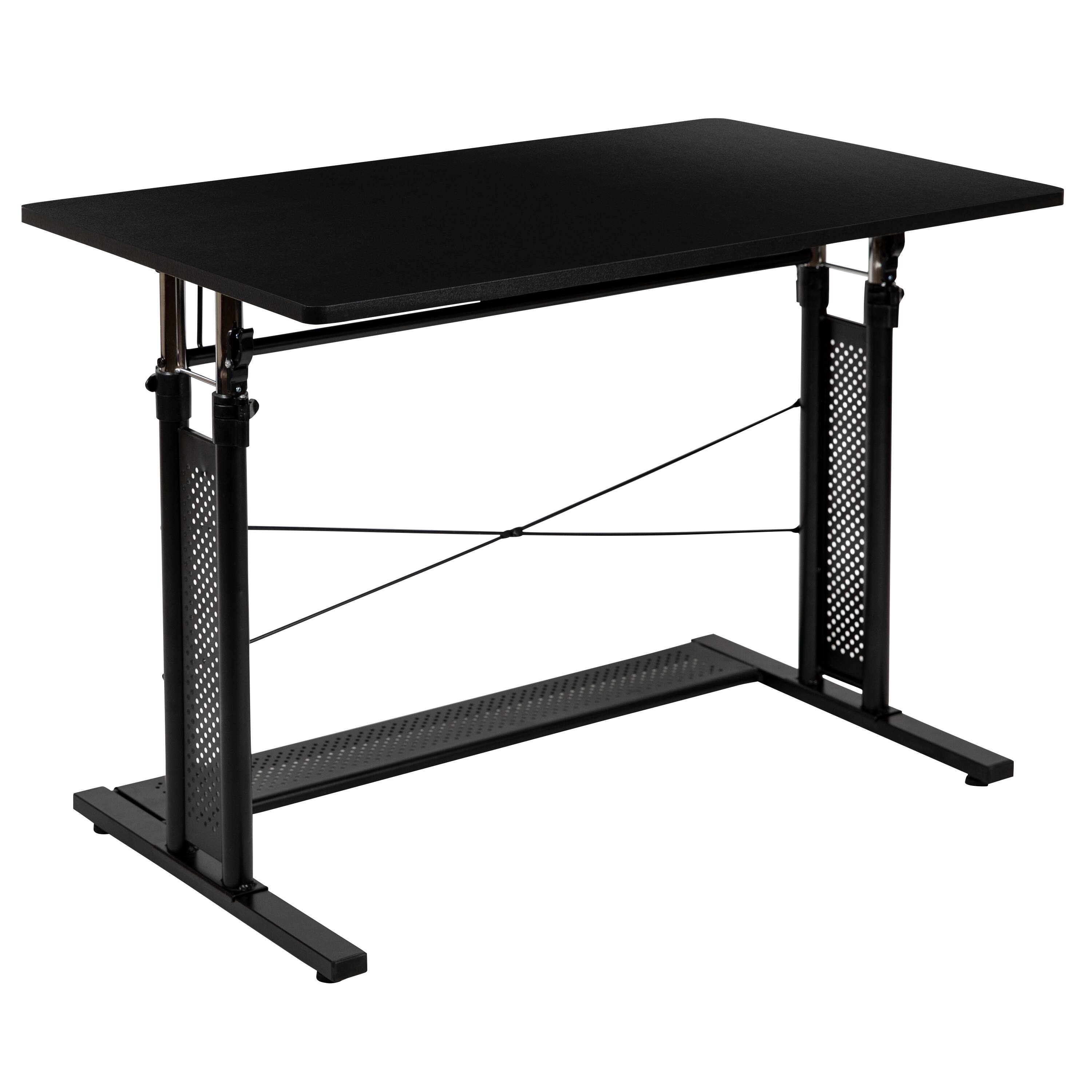 Alt View 9. Emma + Oliver - Height Adjustable (27.25-35.75"H) Sit to Stand Home Office Desk - Black.