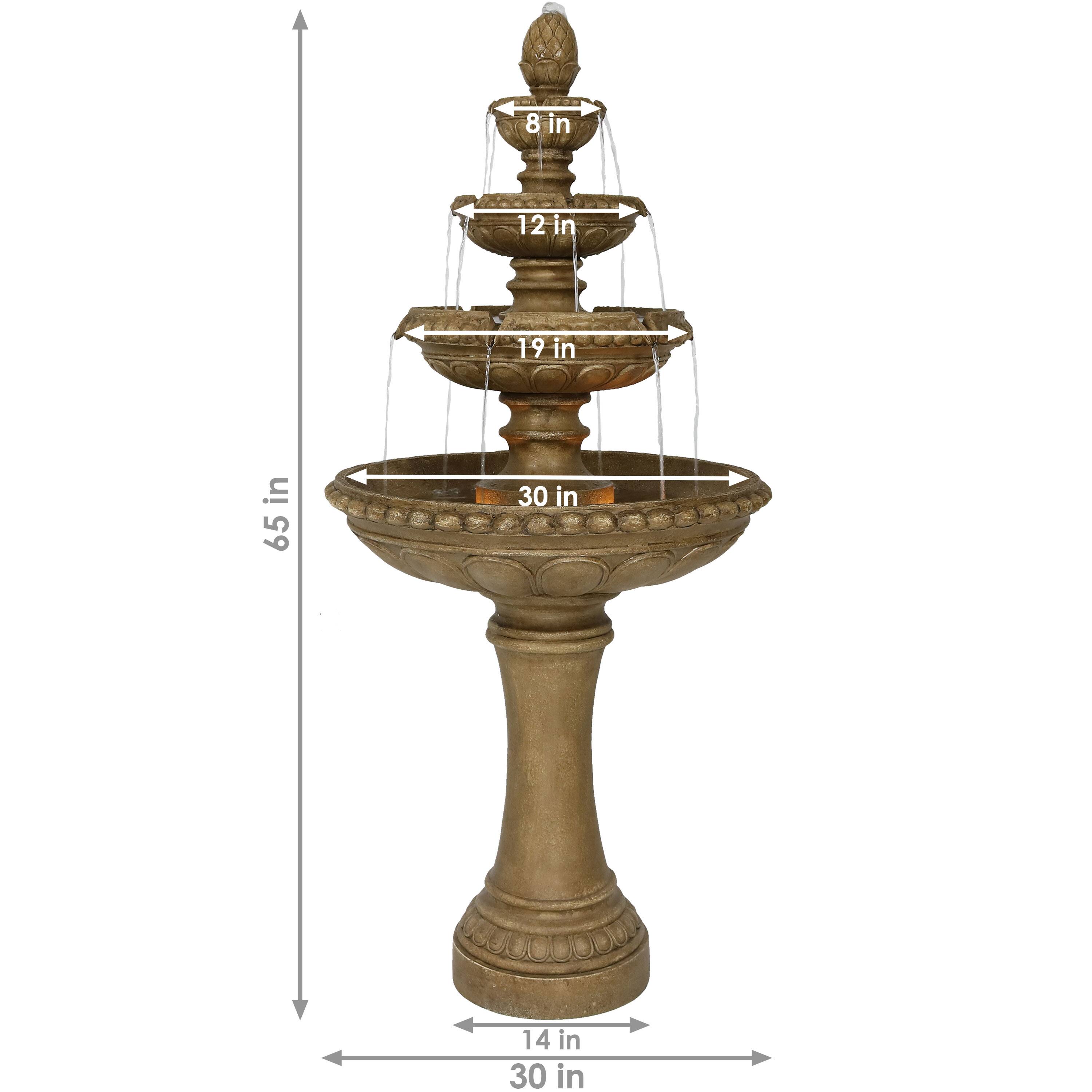 Alt View 2. Sunnydaze - Electric Eggshell Resin Outdoor 4-Tier Water Fountain - Light Brown.