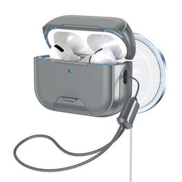 UUCOVER - Case for Apple AirPods 5 / AirPods 4 with Lanyard,Shockproof TPU+PC Armor Case Compatible with MagSafe Phone Stand Cover - Gray