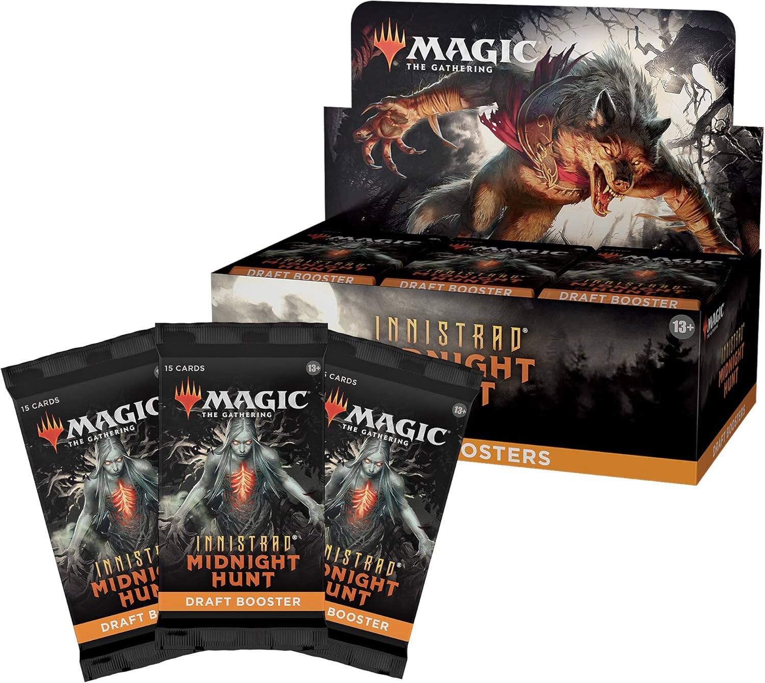 MAGIC THE GATHERING MAGIC DRAFT BOOSTER 1 DRAFT BOOSTER AL R8 DRAFT BOOSTER INNISTRAD 13+ MGK 037 15 CARDS 13+ CARDS NIGHT RUNT CARDS MAGIC THE GATHERING THE MAGIC GATHERING THE OSTERS INNISTRAD INNISTRAD MIDNIGHT HUNT NIGHT