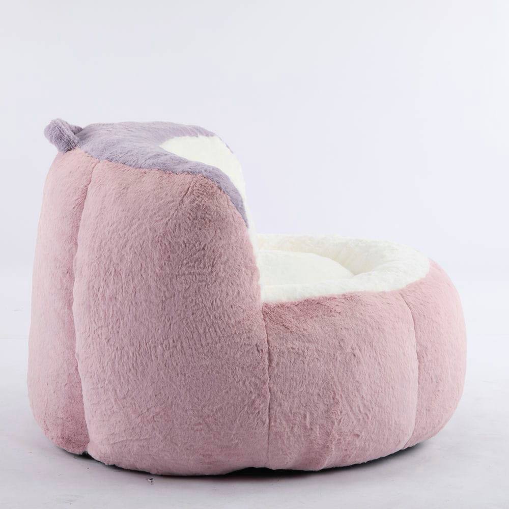 Alt View 8. Resenkos - Oversized Bean Bag Chair, Multicolor Faux Fur Couch Filled with Sponge, Large Lounger Sofa, Pink White Purple - Multicolor.