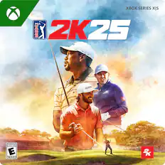 Xbox Series X PGA 2K25 T - at I wichi NR addaa ieae surns - Wricox DP EVERYONE E ESRB 2K.