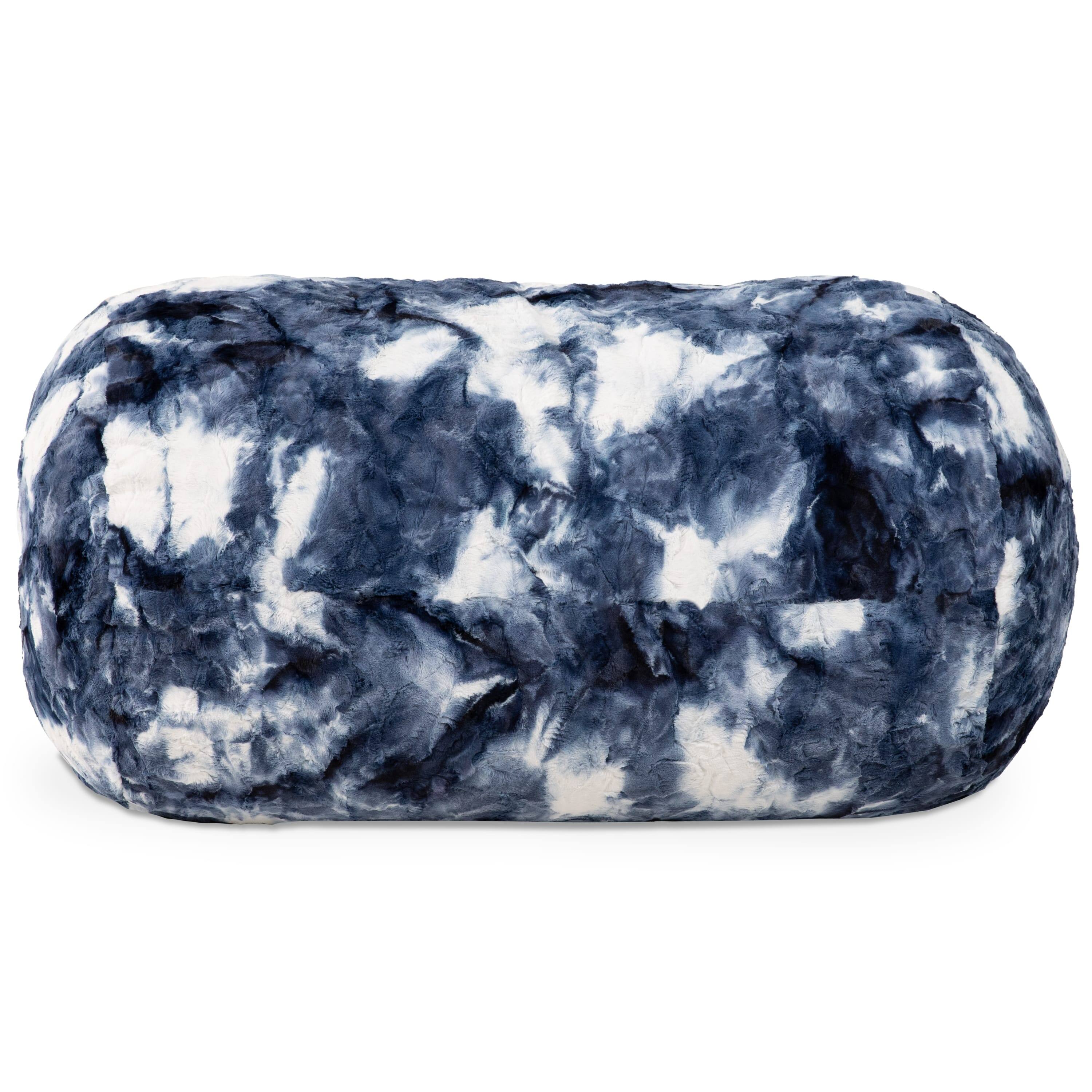 Angle. Jaxx - Jaxx Sofa Saxx Bean Bag Couch - 4 Foot - Faux Fur, Blue & White Print - Faux Fur - Blue & White Print.