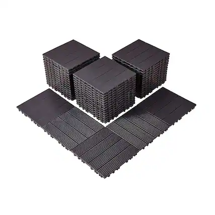 Front. VEVOR - Interlocking Deck Tiles, 54 Pack,12"x12" 54 sq. ft Plastic Waterproof Outdoor Flooring All Weather Use, Patio Floor - Dark Brown.