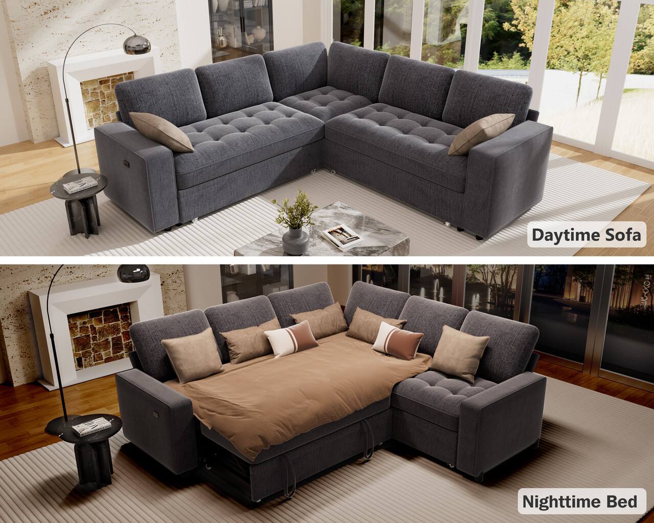 Daytime Sofa

Nighttime Bed