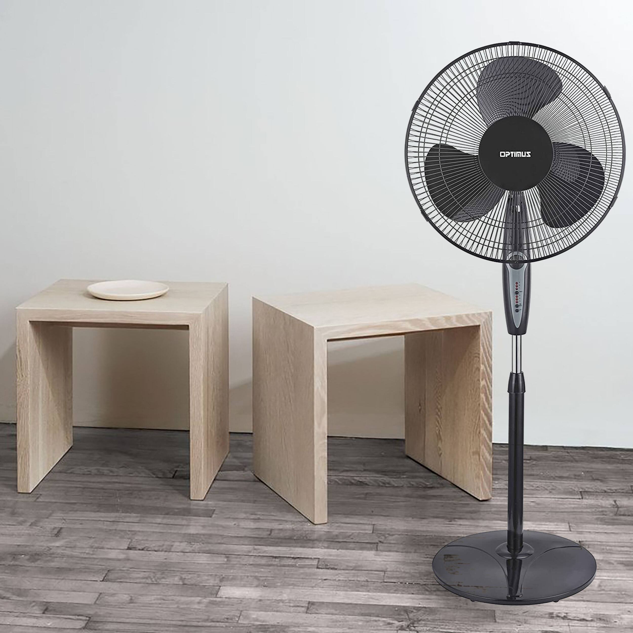 Alt View 2. Optimus - Optimus 16 in. Oscillating Stand Fan with Remote Control in Black - Black.