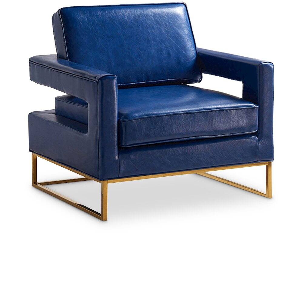 Meridian Furniture - Amelia Navy Vegan Leather Accent Chair - Blue