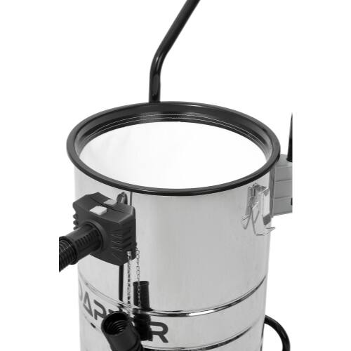 Alt View 8. Dapper Supply - 26.5 Gallon 11 Peak HP 2-in-1 Wet Dry Vacuum Stainless Steel Shop Vac with Drain & Attachments - Silver.
