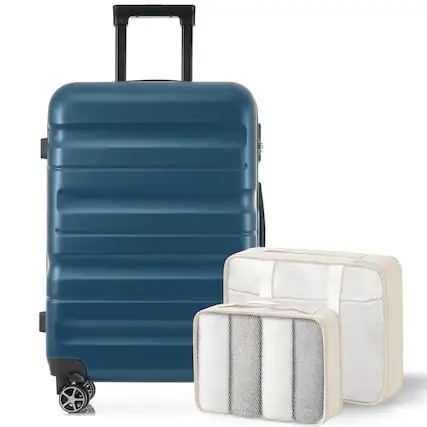 Front. LOVMOR - Lovmor ABS Hardshell Luggage Set Spinner Packing Cubes - Inky Blue.