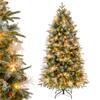 Front. Costway - Costway 6 FT Artificial Christmas Tree with 806 Branch Tips, 270 Warm White LED Lights - Green.