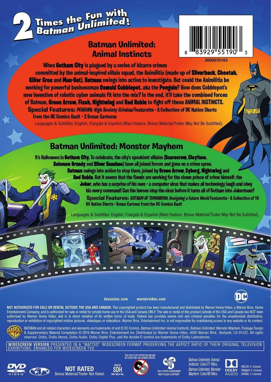 Back. Batman Unlimited: Instinto animal/Monstermania (DVD Double Feature) [DVD].