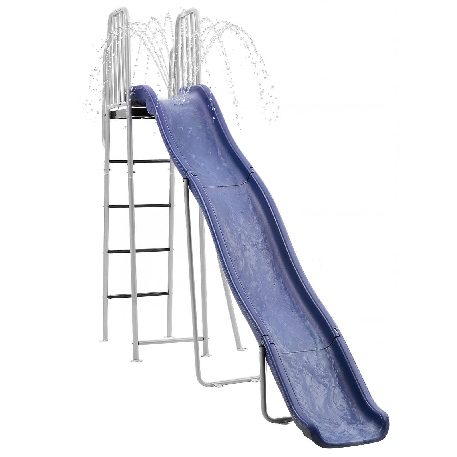 Front. VEVOR - Water Slide, Big 10 ft Outdoor Waterslide for Kids, Free Standing Pool Slide with Built in Adjustable Sprinkler - Silver;Blue.