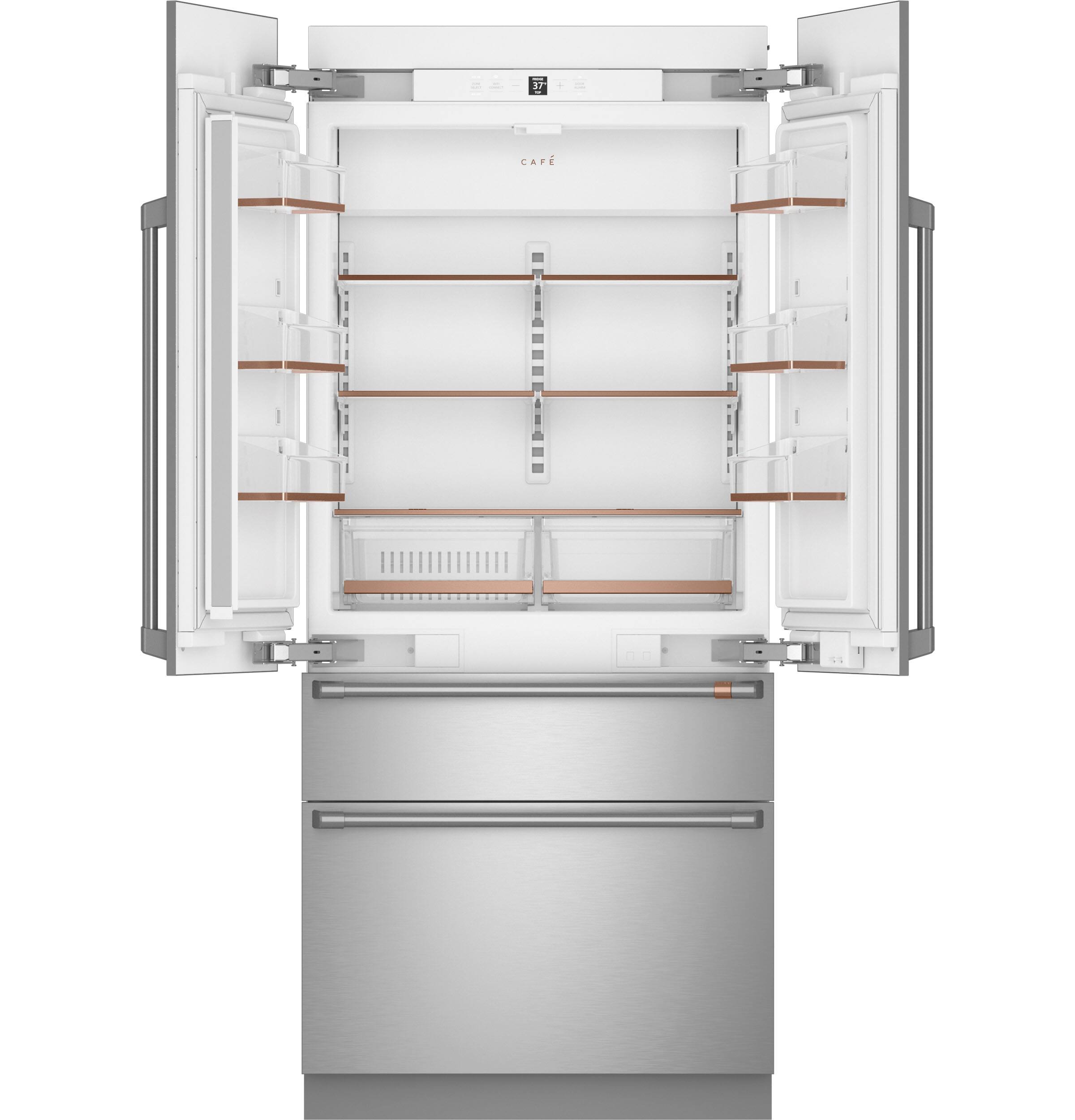 Alt View 29. Café - 36 in. Wide  20.1 Cu. Ft. Smart Built-In Counter-Depth French Door Refrigerator with True Flush Installation - Custom Panel Ready.