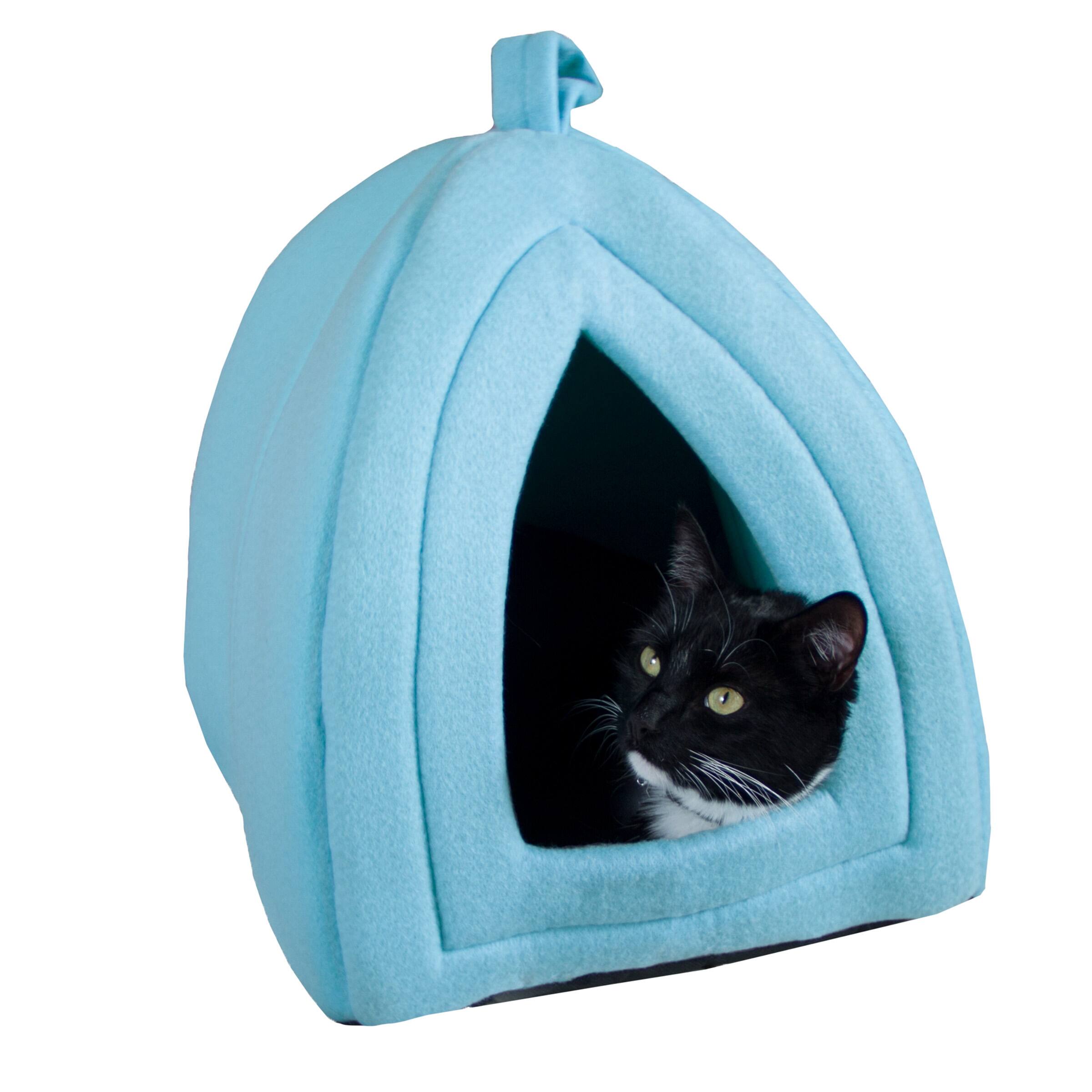PetMaker - Cat House Indoor Cat Bed with Removable Foam Cushion, Plush Cat Tent Bed for Small Pets, Comfortable Cozy Hideaway - Blue price history on PriceWatchPro