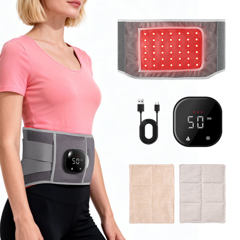 Morfone - 660nm Wireless Red Light Therapy Belt. Features timer settings and three adjustable intensity levels for full body use - Gray