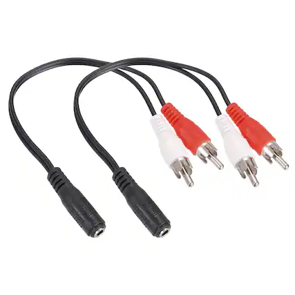 Front. Unique Bargains - 2pcs TRS3.5mm F to RCA Jack Cable (R+W), 0.23m/9in, 2mm PVC Copper Core Audio AUX Cable for TV/Amp/Speaker/Mobile - Black.