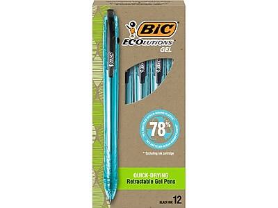 BIC ECOLUTIONS GEL  
QUICK-DRYING Retractable Gel Pens  
BLACK  
12  
78% LESS PLASTIC  
*Excluding ink cartridge