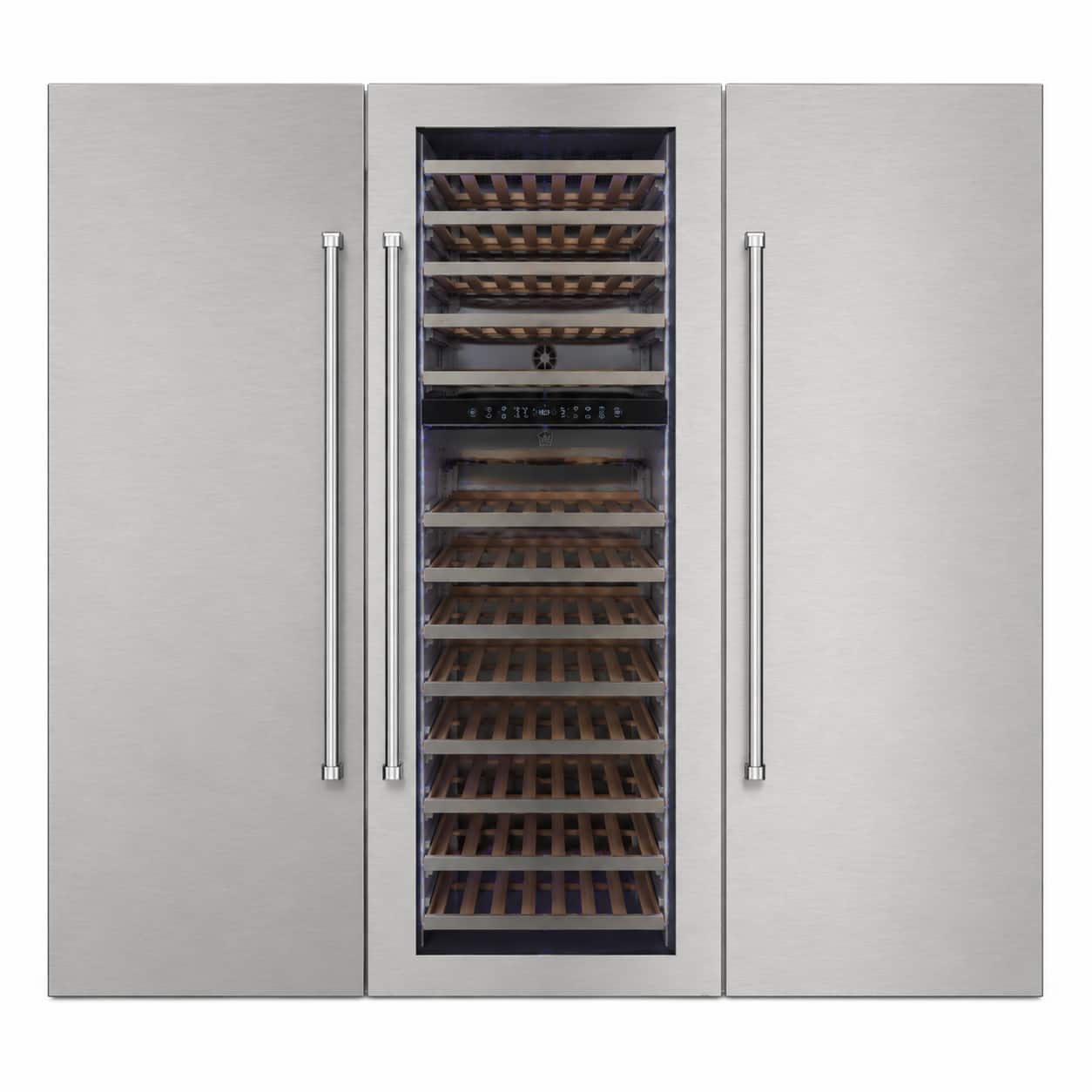 Kucht - 72 in. Refrigeration Set: 30 in Refrigerator, 18 in Freezer & 24 in Wine Cooler Panels Included - Stainless Steel