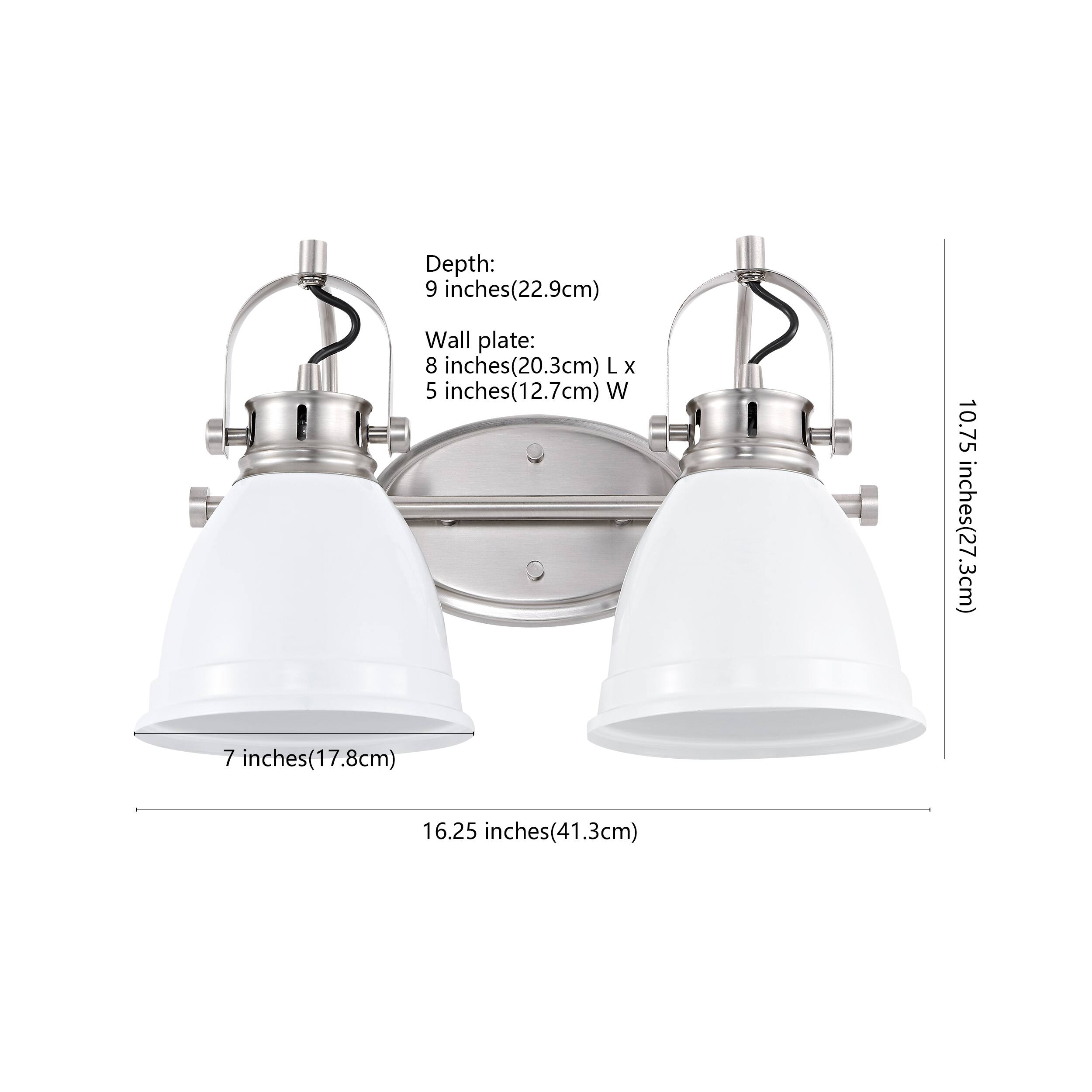 Depth: 9 inches (22.9cm)  
Wall plate: 8 inches (20.3cm) L x 5 inches (12.7cm) W  
10.75 inches (27.3cm)  
7 inches (17.8cm)  
16.25 inches (41.3cm)