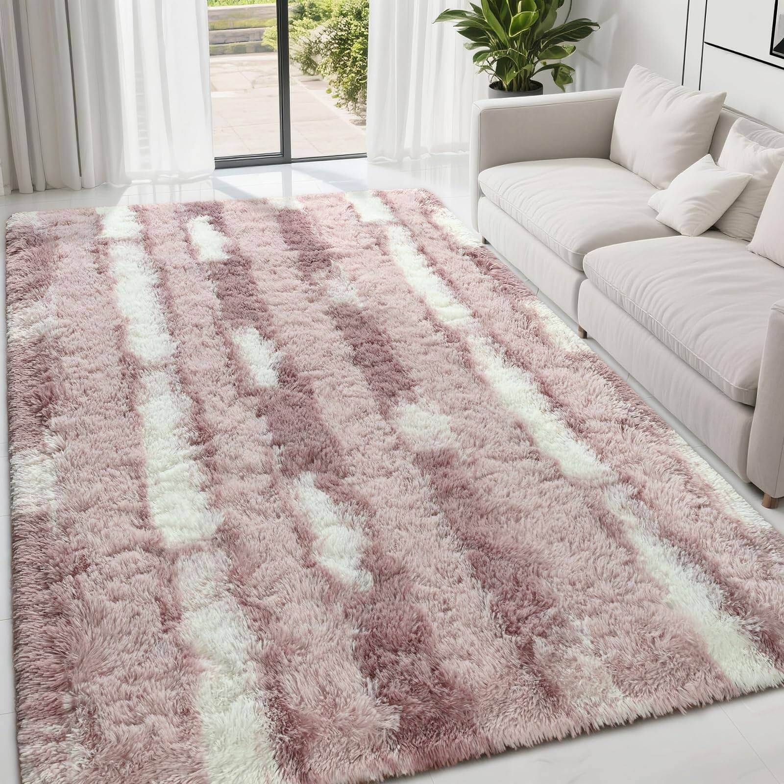 D-pink White-5' x 7' (Rectangular)