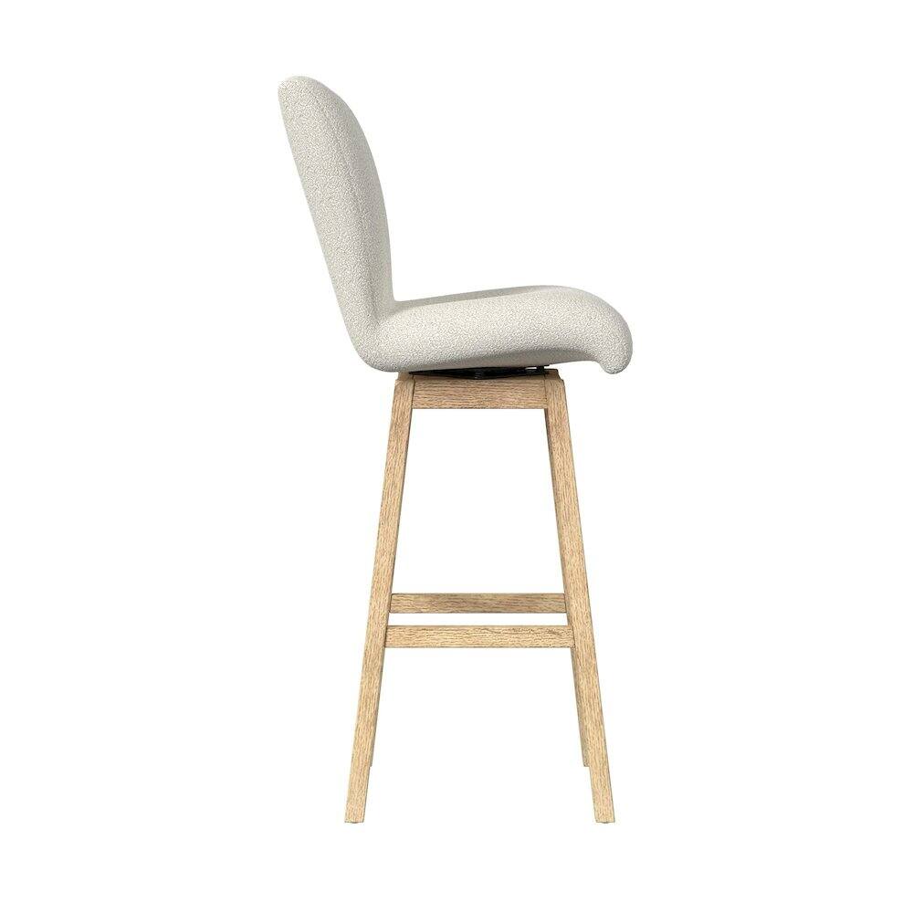 Left. Picket House Furnishings - Cambria UPH Swivel Bar Stool with Beige Boucle in Natural - Tural.