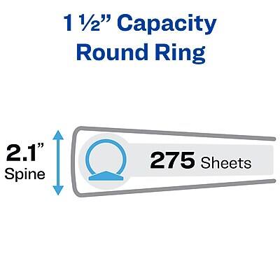 1 1/2" Capacity Round Ring  
2.1" Spine  
275 Sheets