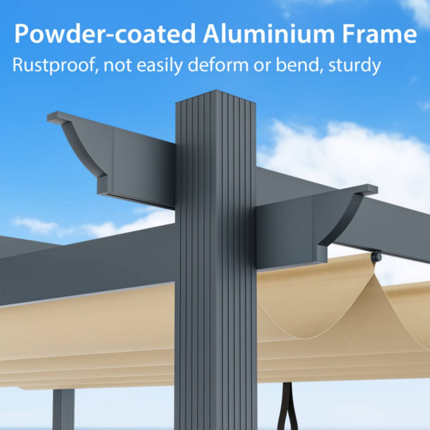 Powder-coated Aluminium Frame  
Rustproof, not easily deform or bend, sturdy