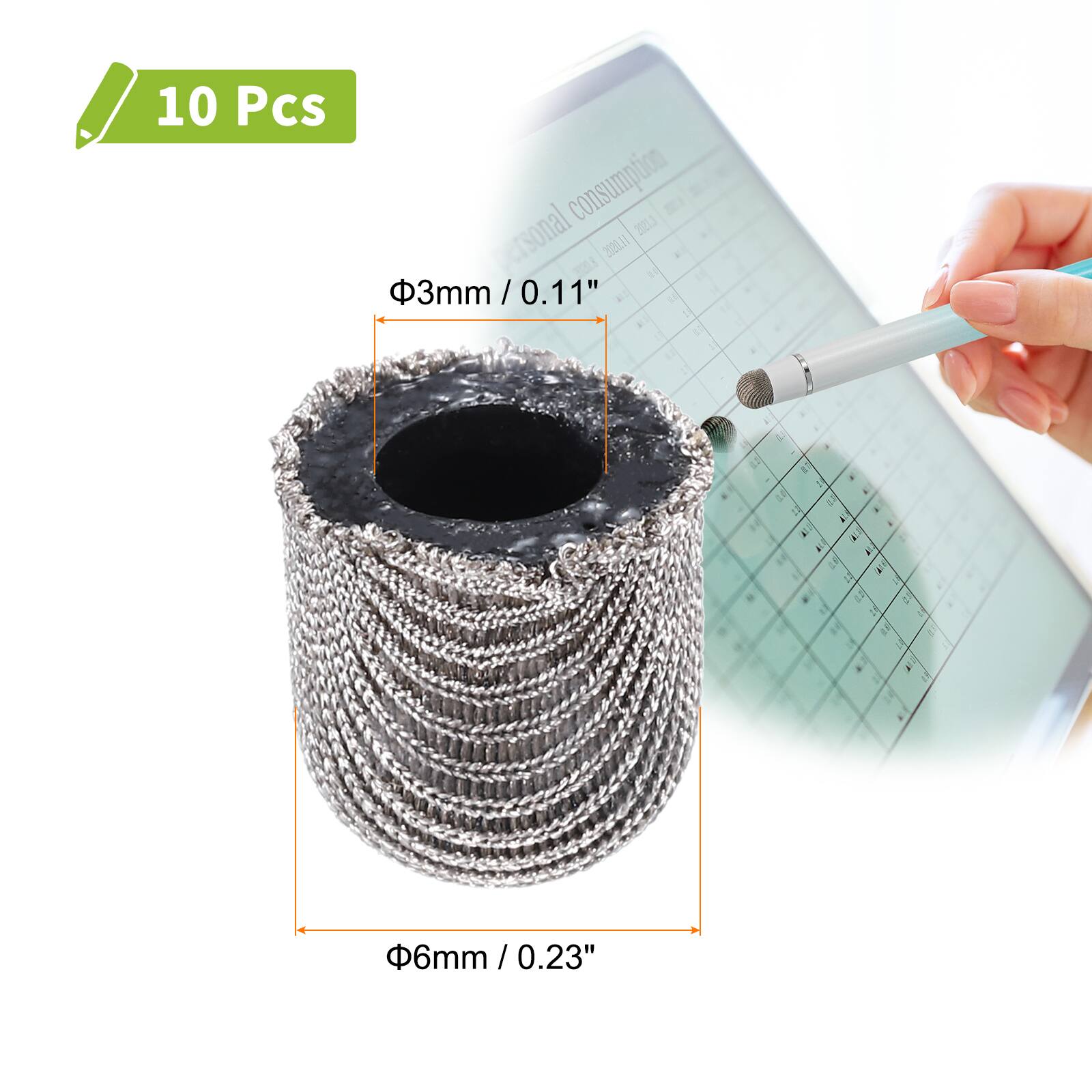 10 Pcs  
Φ3mm / 0.11"  
Φ6mm / 0.23"