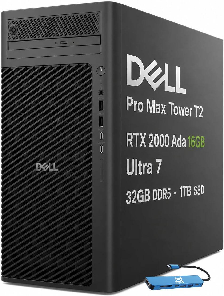Dell - Upgraded - Pro Max Tower T2 FCT2250 Workstation Desktop - NVIDIA RTX 2000 Ada 16GB - Intel Ultra 7 265 - 32GB RAM - 1TB SSD