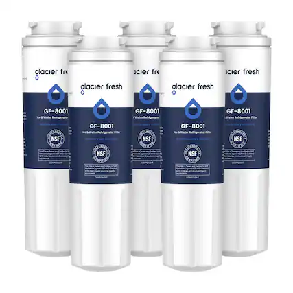glacier fresh
GF-8001
Ice & Water Refrigerator Filter
Replace every 6 months
The Filter is Tested and Certified by NSF International to reduce:
- Lead
- Mercury
- Arsenic
- Cadmium
- Chromium
- Copper
- Nickel
- Zinc
- Barium
- Selenium
- Silver
- Thallium
- Antimony
- Fluoride
- Chlorine
- Taste and Odor
- Turbidity
- Particulates
- Cysts
- Bacteria
- Viruses
- Parasites
- Cryptosporidium
- Giardia
- E. coli
- Salmonella
- Shigella
- Legionella
- Pseudomonas
- Legionella pneumophila
- Legionella pneumophila serogroup 1
- Legionella pneumophila serogroup 2
- Legionella pneumophila serogroup 3
- Legionella pneumophila serogroup 4
- Legionella pneumophila serogroup 5
- Legionella pneumophila serogroup 6
- Legionella pneumophila serogroup 7
- Legionella pneumoph